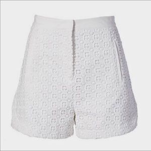 TIBI WHITE EYELET SHORTS SIZE 0